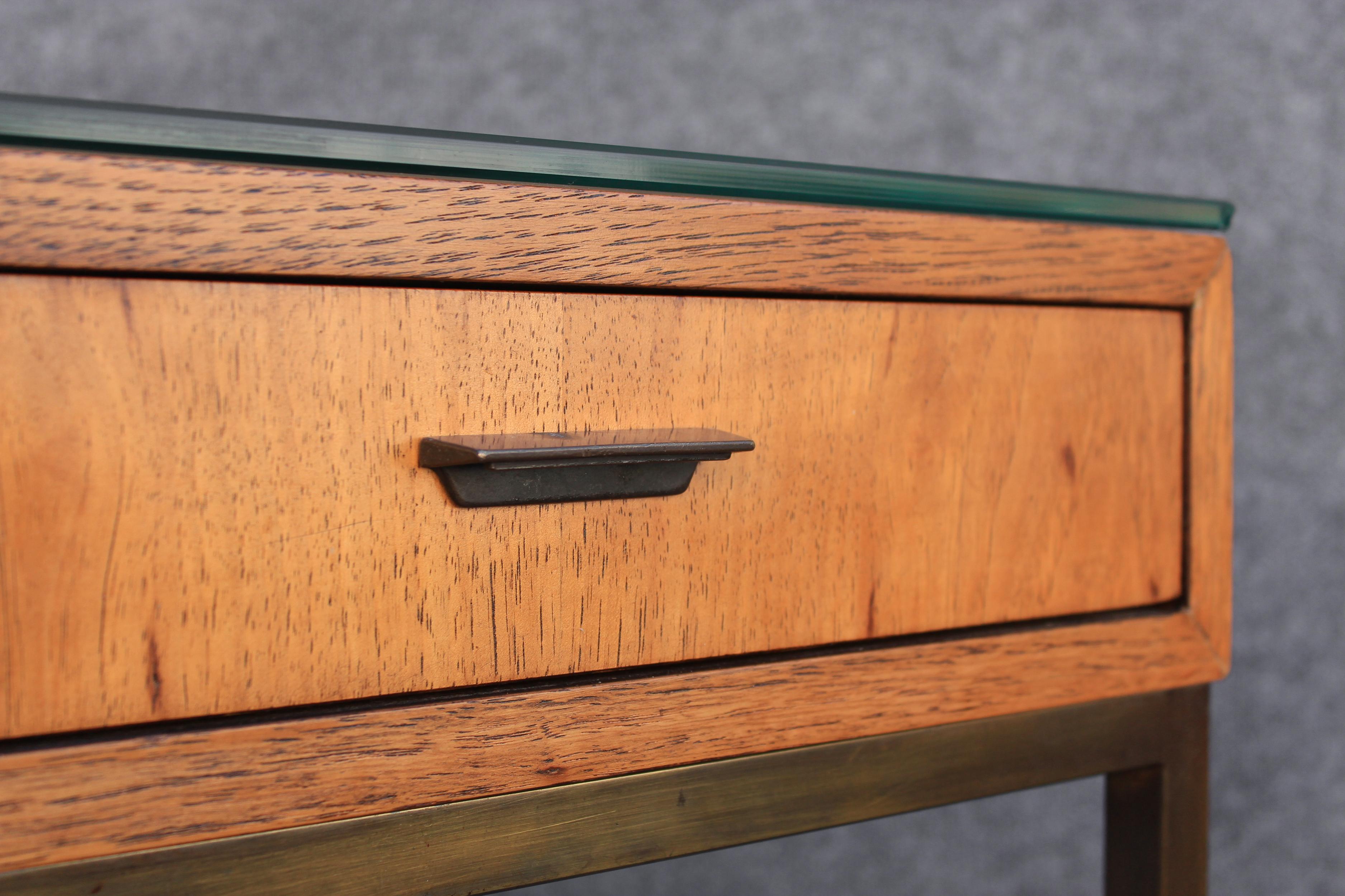 Restored Chestnut & Bronze 4-Drawer Large Desk by Jack Cartwright for Founders For Sale 6