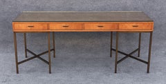 Restored Chestnut & Bronze 4-Drawer Large Desk by Jack Cartwright for Founders