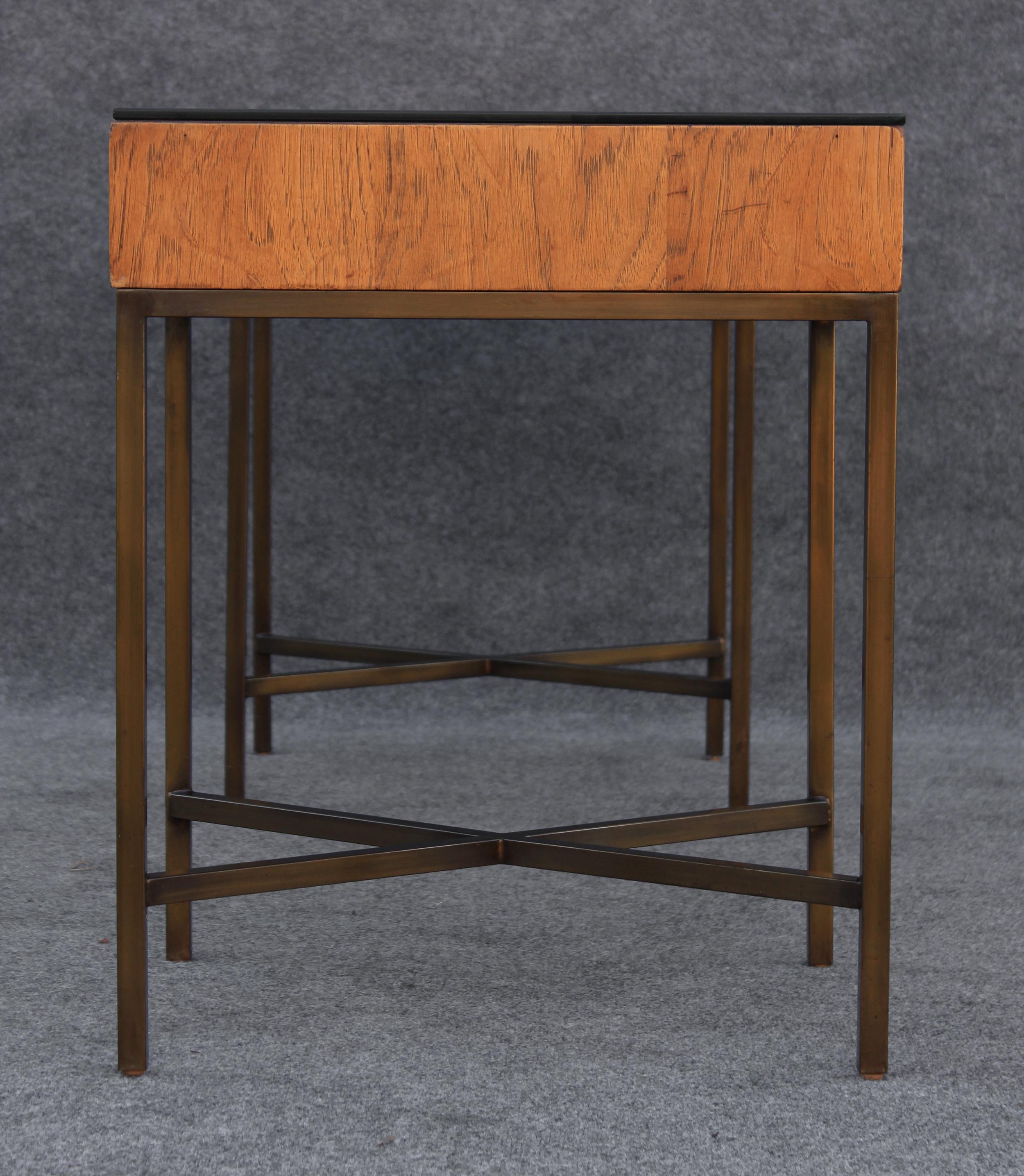 Restored Chestnut & Bronze 4-Drawer Large Desk by Jack Cartwright for Founders For Sale 2
