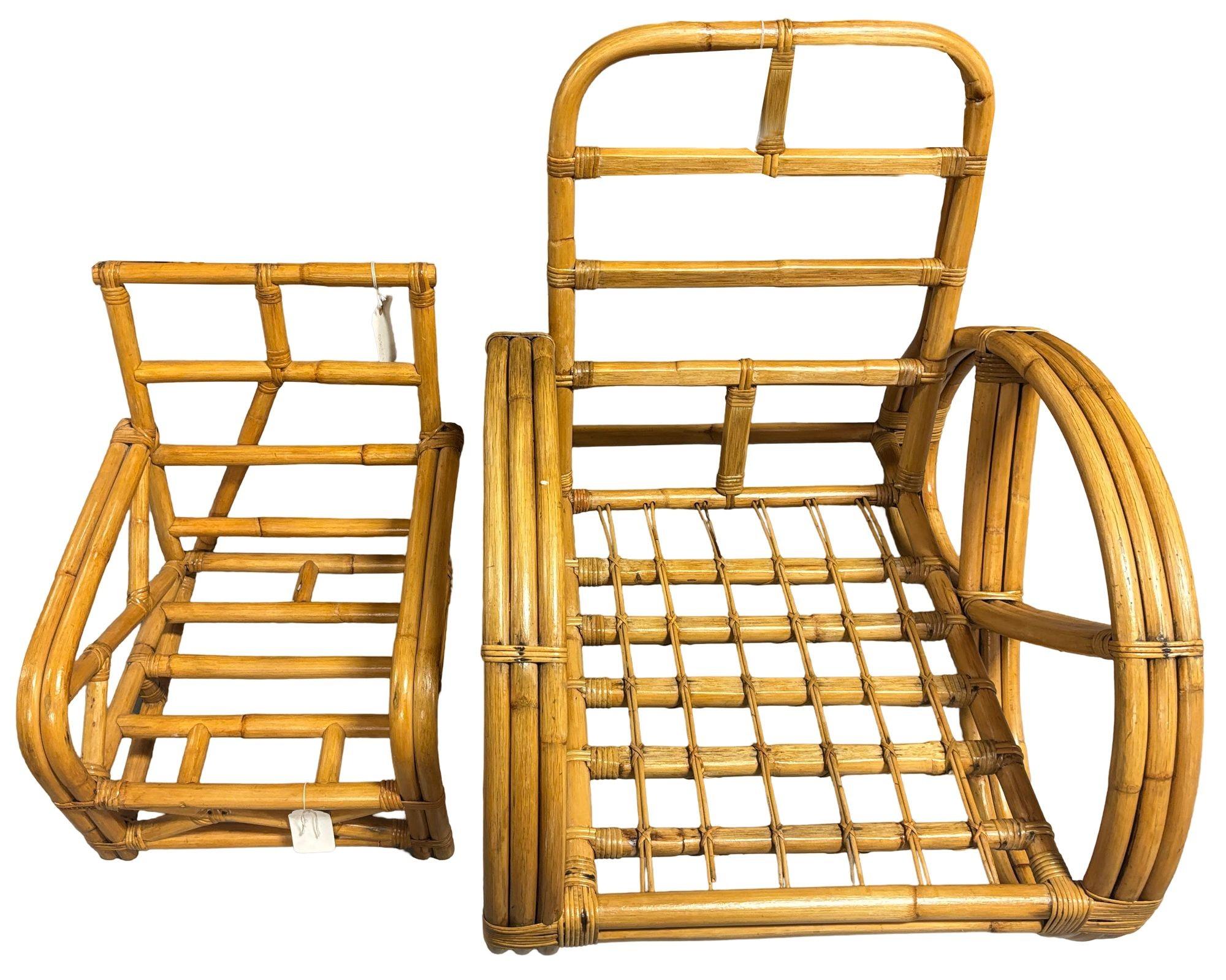Ensemble canapé et chaise longue en rotin à deux brins 