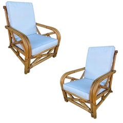 Restauriertes zweireihiges Rattan-Sofa und Loungesessel-Set in Kindergröße „1949er“