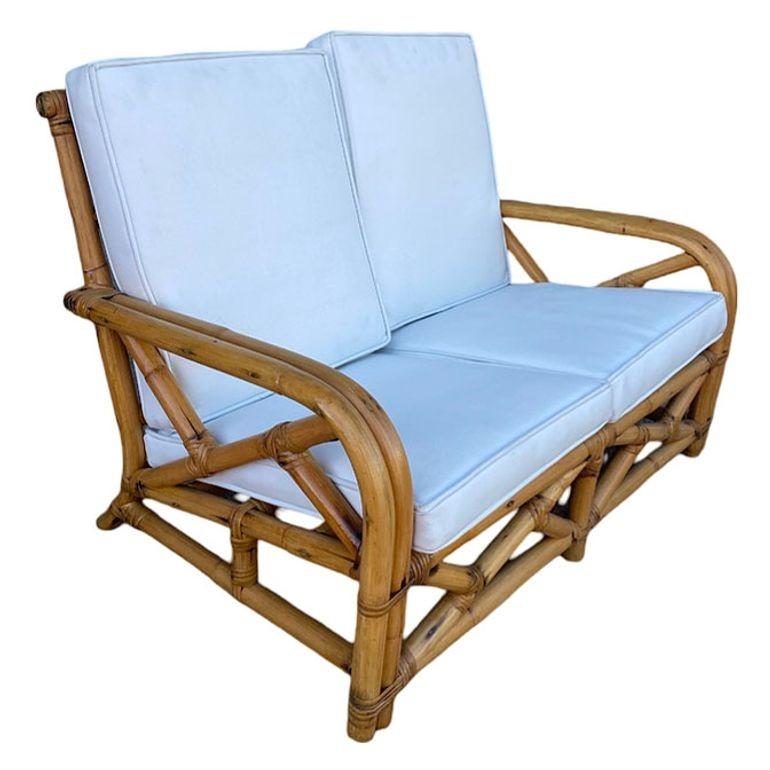 Ensemble canapé et chaise longue en rotin à deux brins 