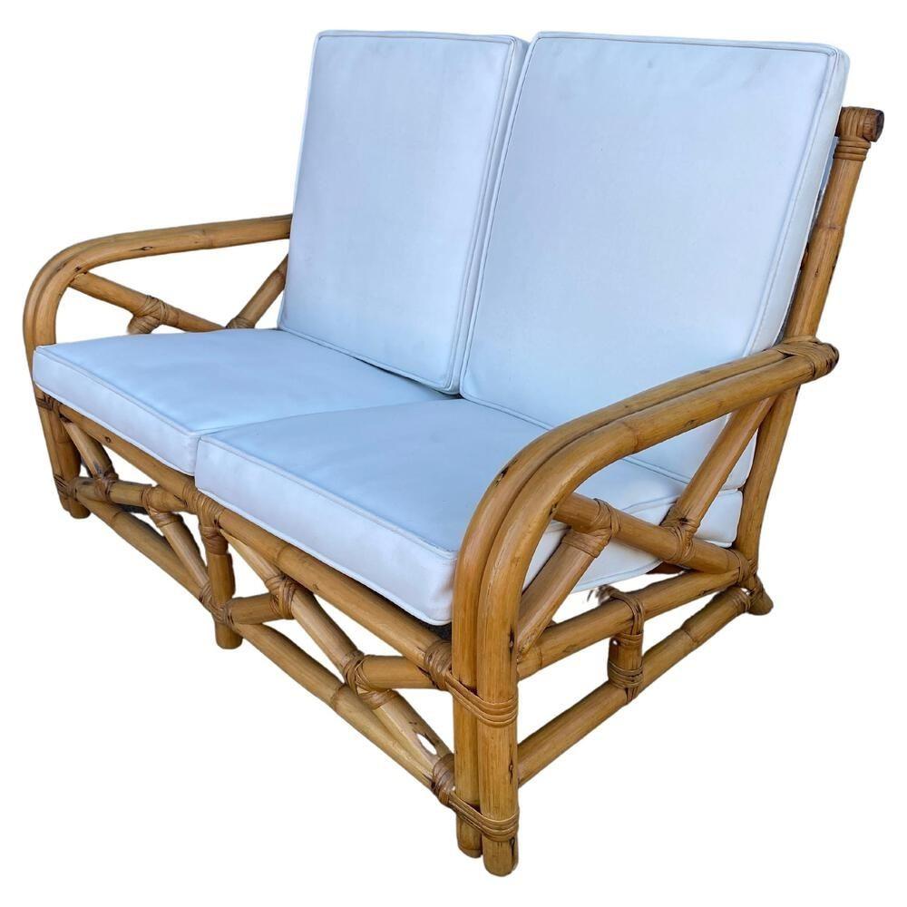 Ensemble canapé et chaise longue en rotin à deux brins 