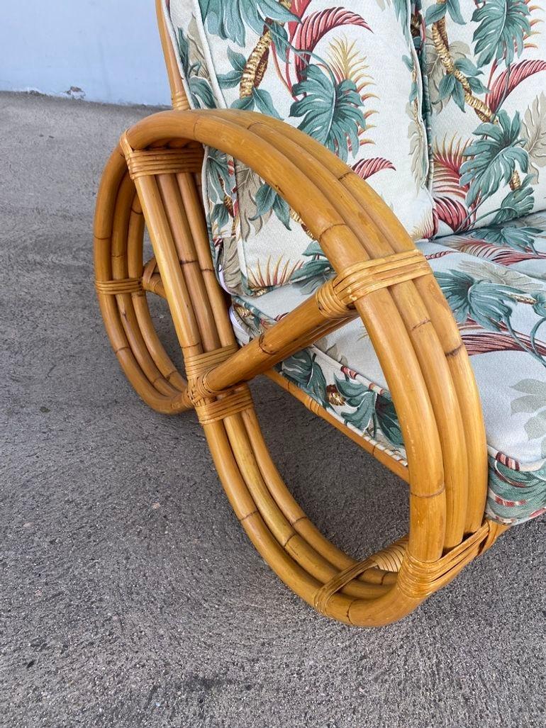 Restored Child Strand Round Pretzel Rattan Living Room Set For Sale 3