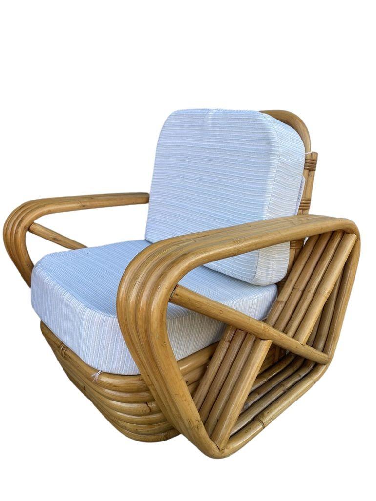 Restored Child Size 4-Strand Square Pretzel Rattan Lounge Chair Pair In Excellent Condition For Sale In Van Nuys, CA