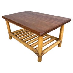 Restored Child Size Floating "Ladder" Rattan Coffee & Side Table Set