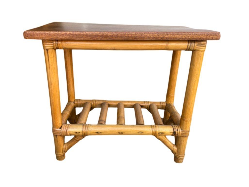 Table basse et table d'appoint en rotin flottant de taille enfant restaurée en vente 1