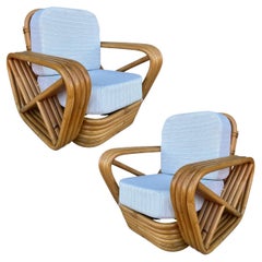 Restored Child Size Four-Strand Square Pretzel Rattan Lounge Chair