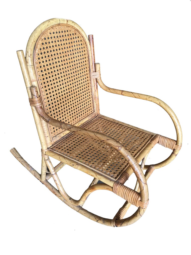 Restored Child Size Rattan Rocking Chair with Wicker Seat For Sale at
1stdibs