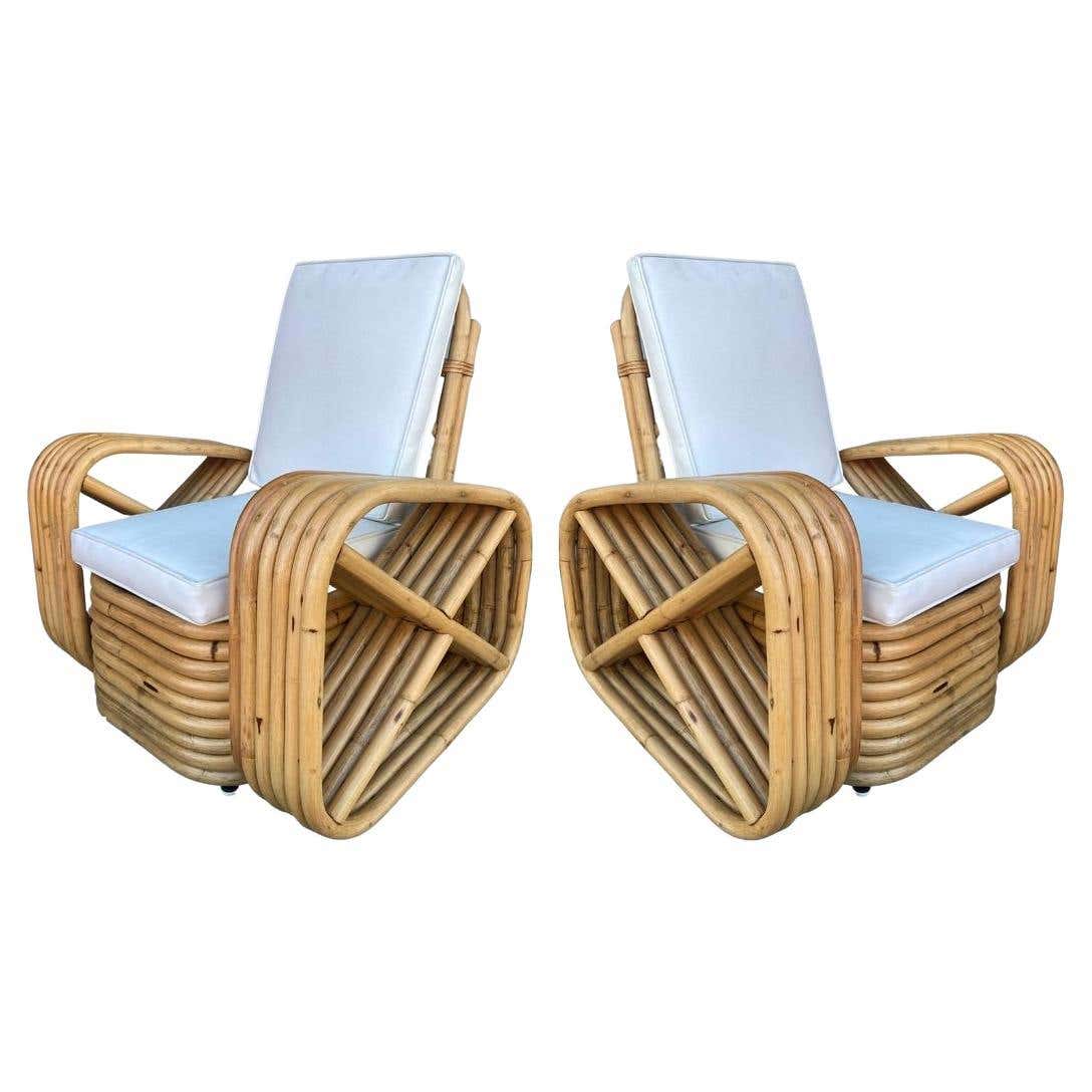 Restored Child Size Six-Strand Square Pretzel Rattan Lounge Chair, Pair ...