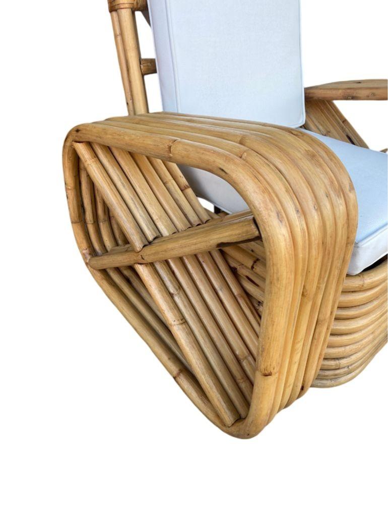Restored Child Size Six-Strand Square Pretzel Rattan Lounge Chair, Pair In Excellent Condition For Sale In Van Nuys, CA