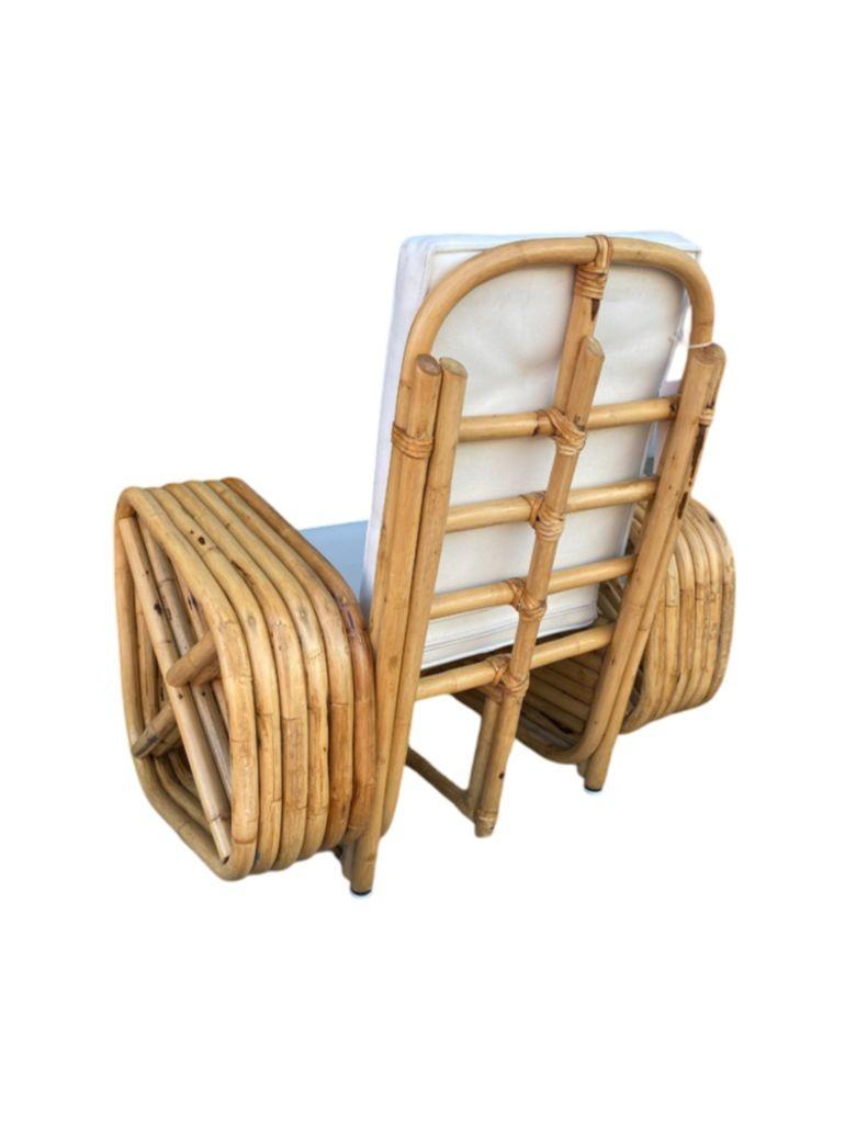 Restored Child Size Six-Strand Square Pretzel Rattan Lounge Chair, Pair For Sale 3