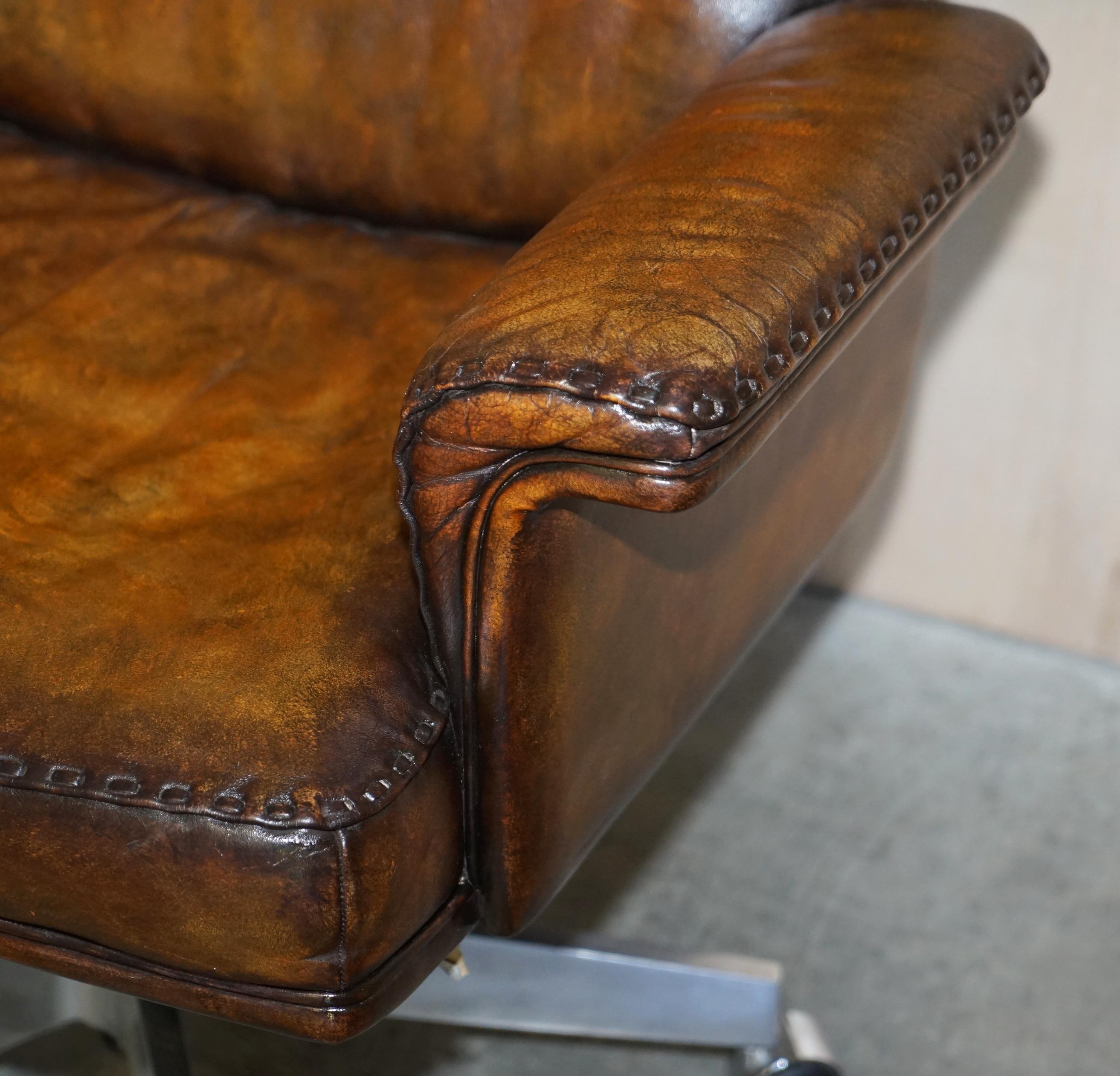 Restored circa 1960 De Sede DS-35 Brown Leather Office Captains Swivel Armchair 3
