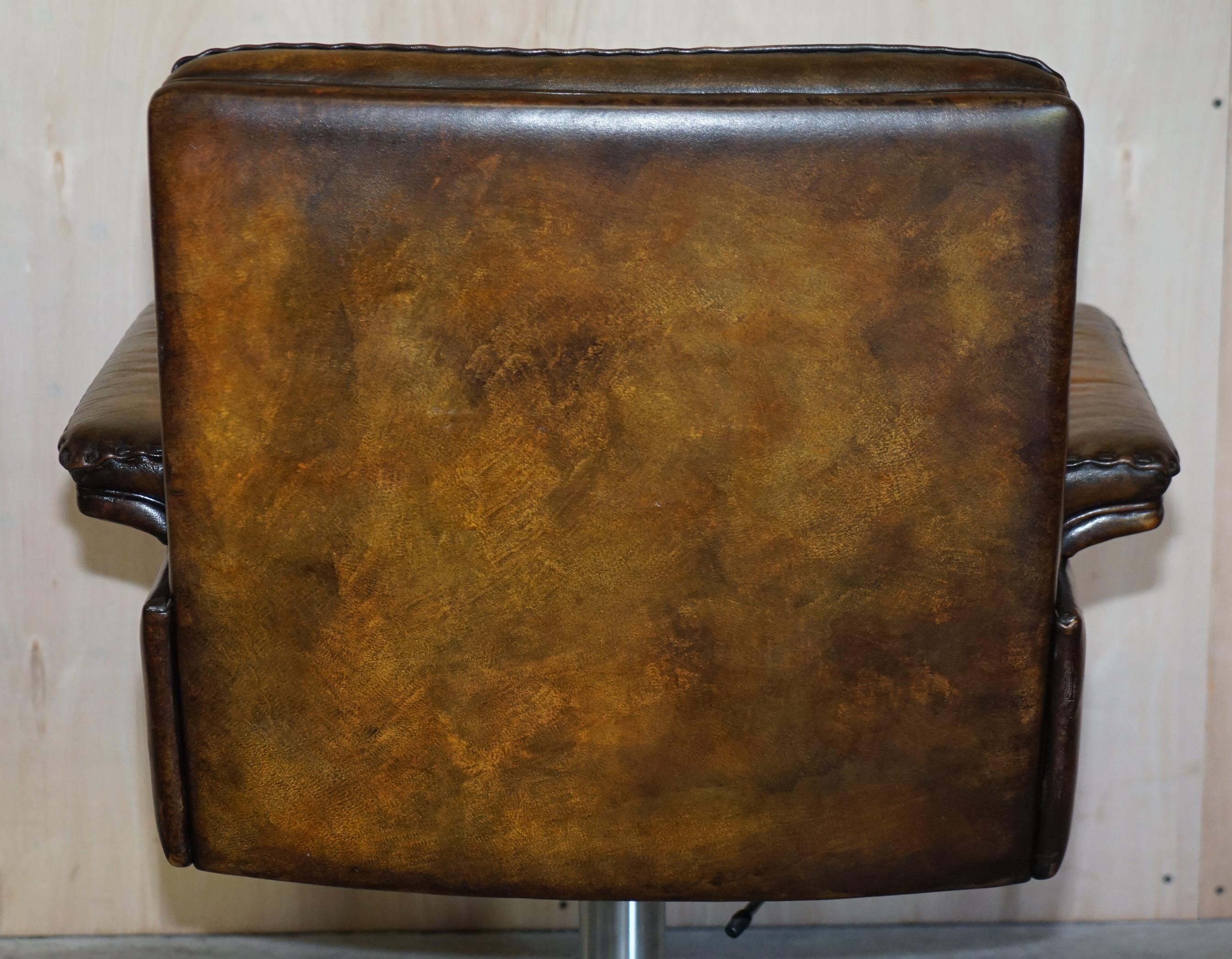 Restored circa 1960 De Sede DS-35 Brown Leather Office Captains Swivel Armchair 10