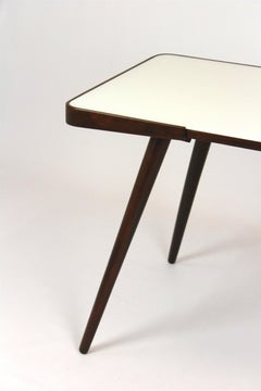 Restored Coffee Table with White Glass Top by J. Jiroutek for Int. Praha, 1960s
