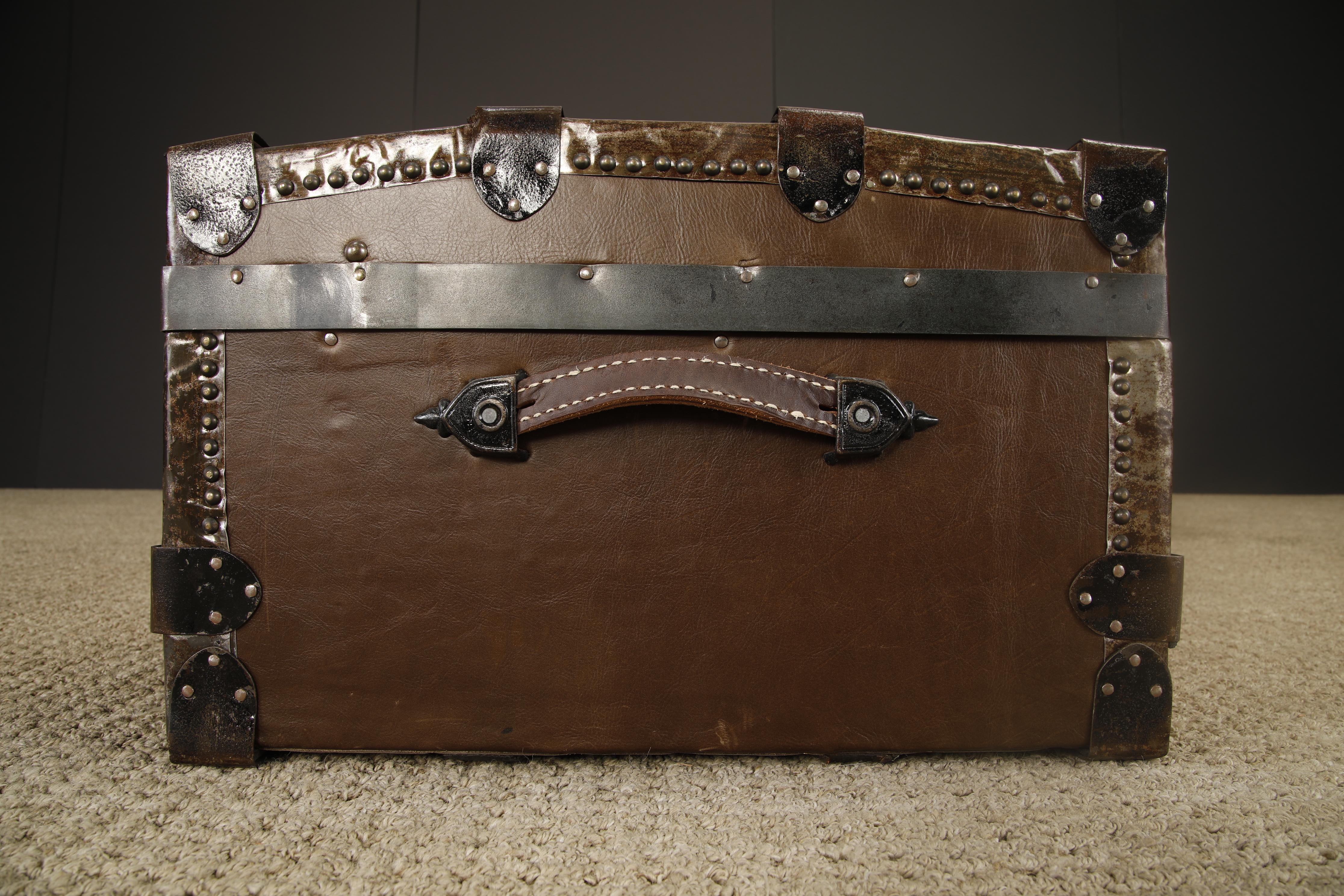 Malle en cuir restaurée de Crouch & Fitzgerald, c. 1920, signée en vente 7