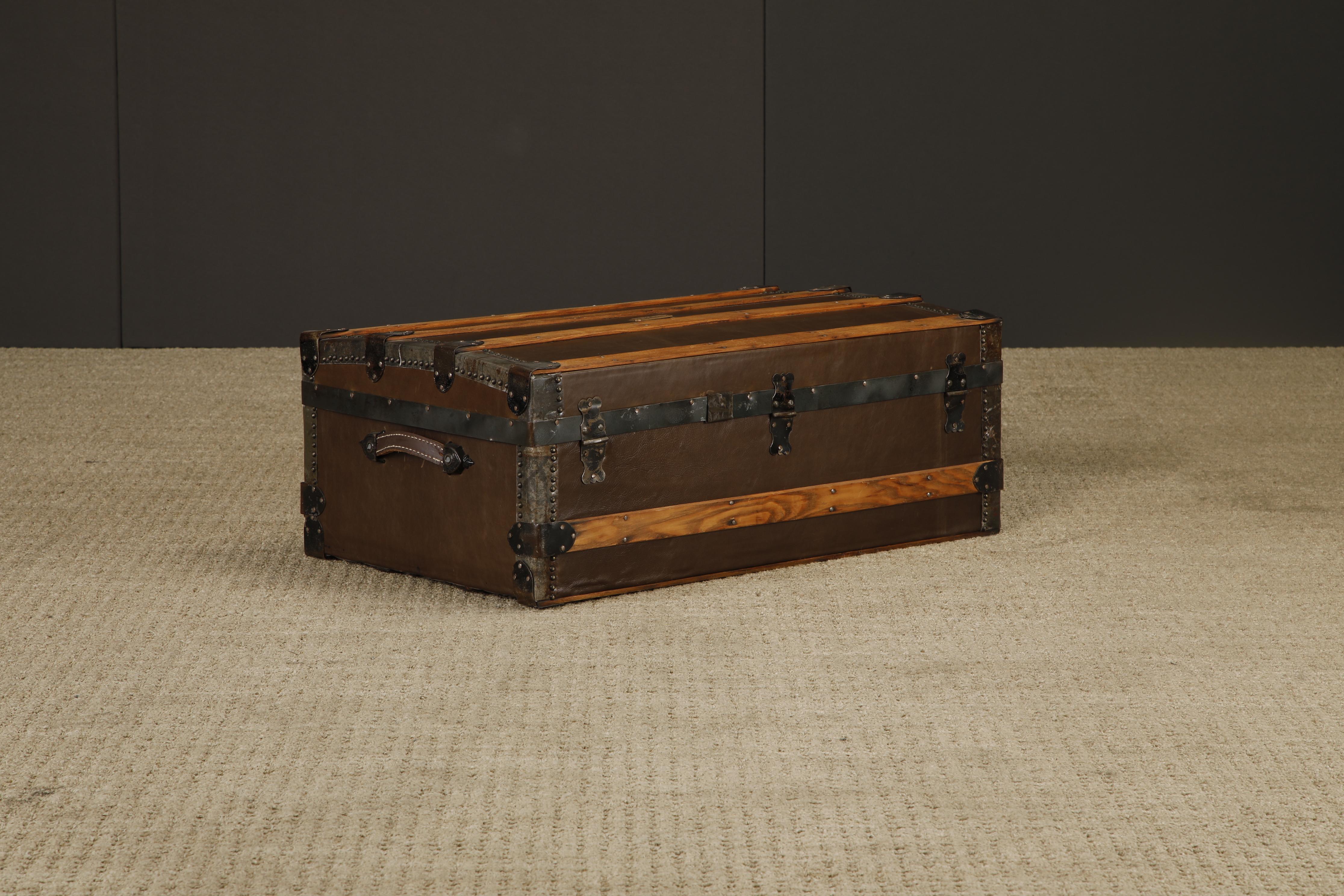 Malle en cuir restaurée de Crouch & Fitzgerald, c. 1920, signée en vente 9