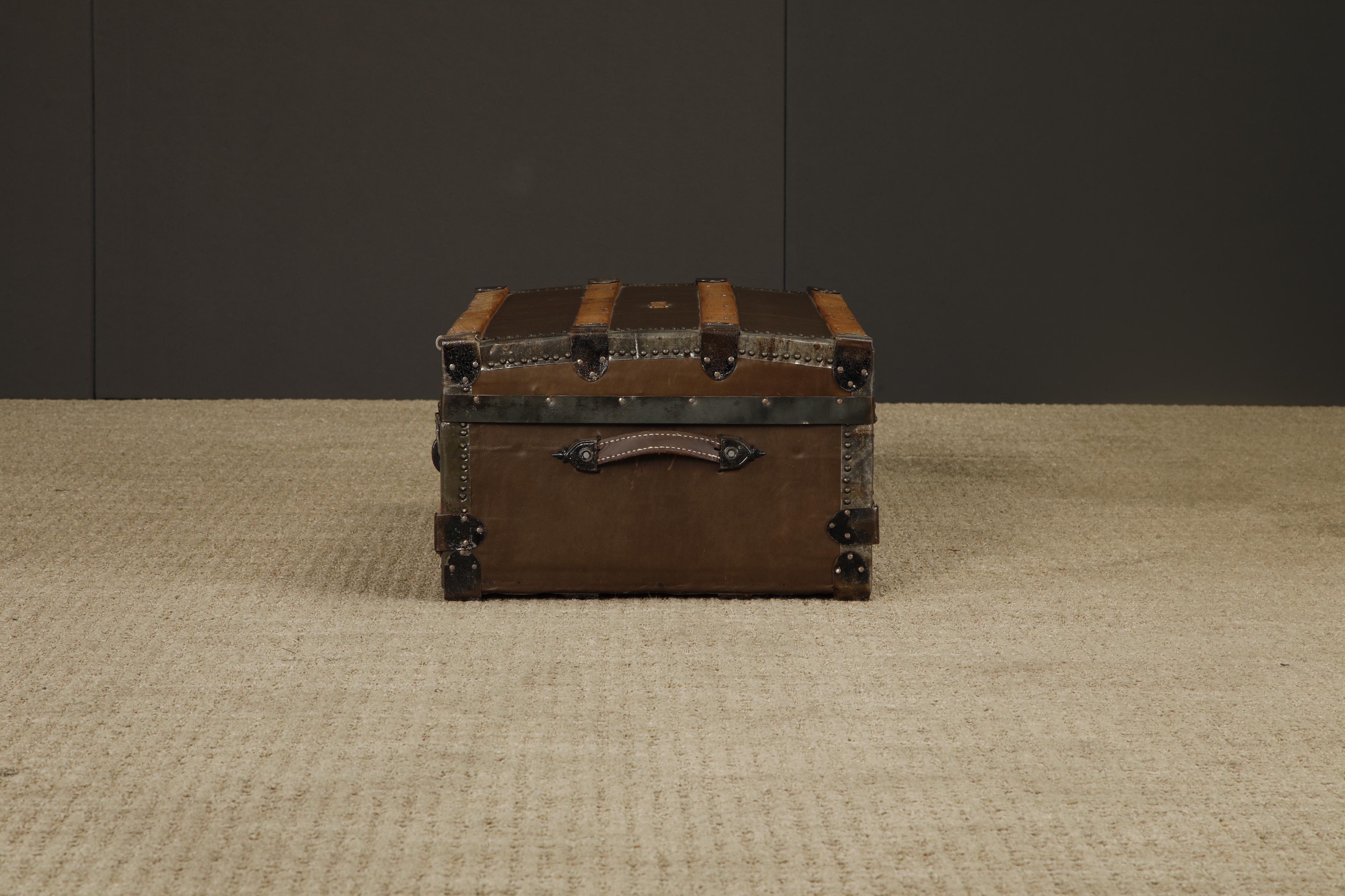 Malle en cuir restaurée de Crouch & Fitzgerald, c. 1920, signée en vente 10