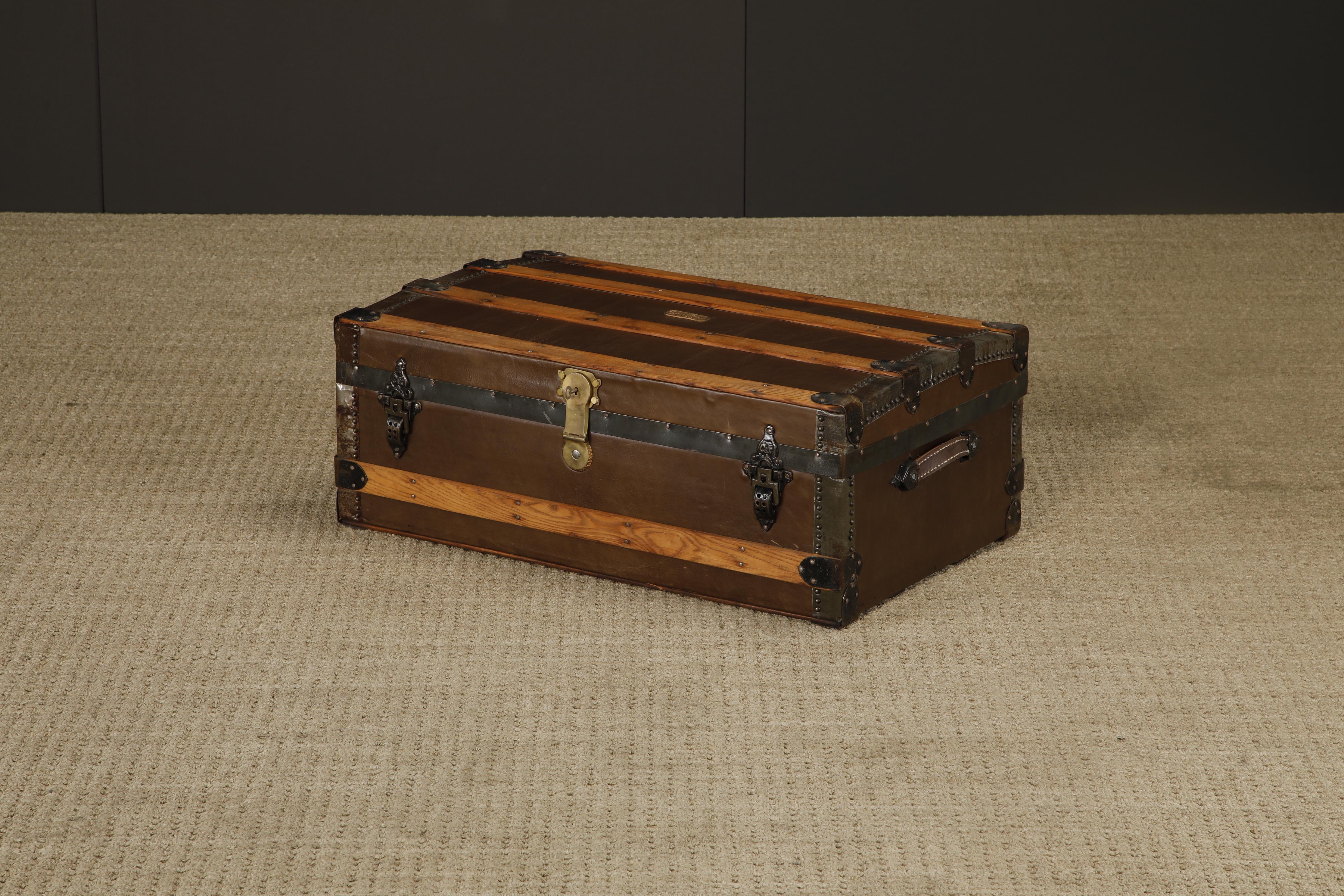 Malle en cuir restaurée de Crouch & Fitzgerald, c. 1920, signée en vente 11