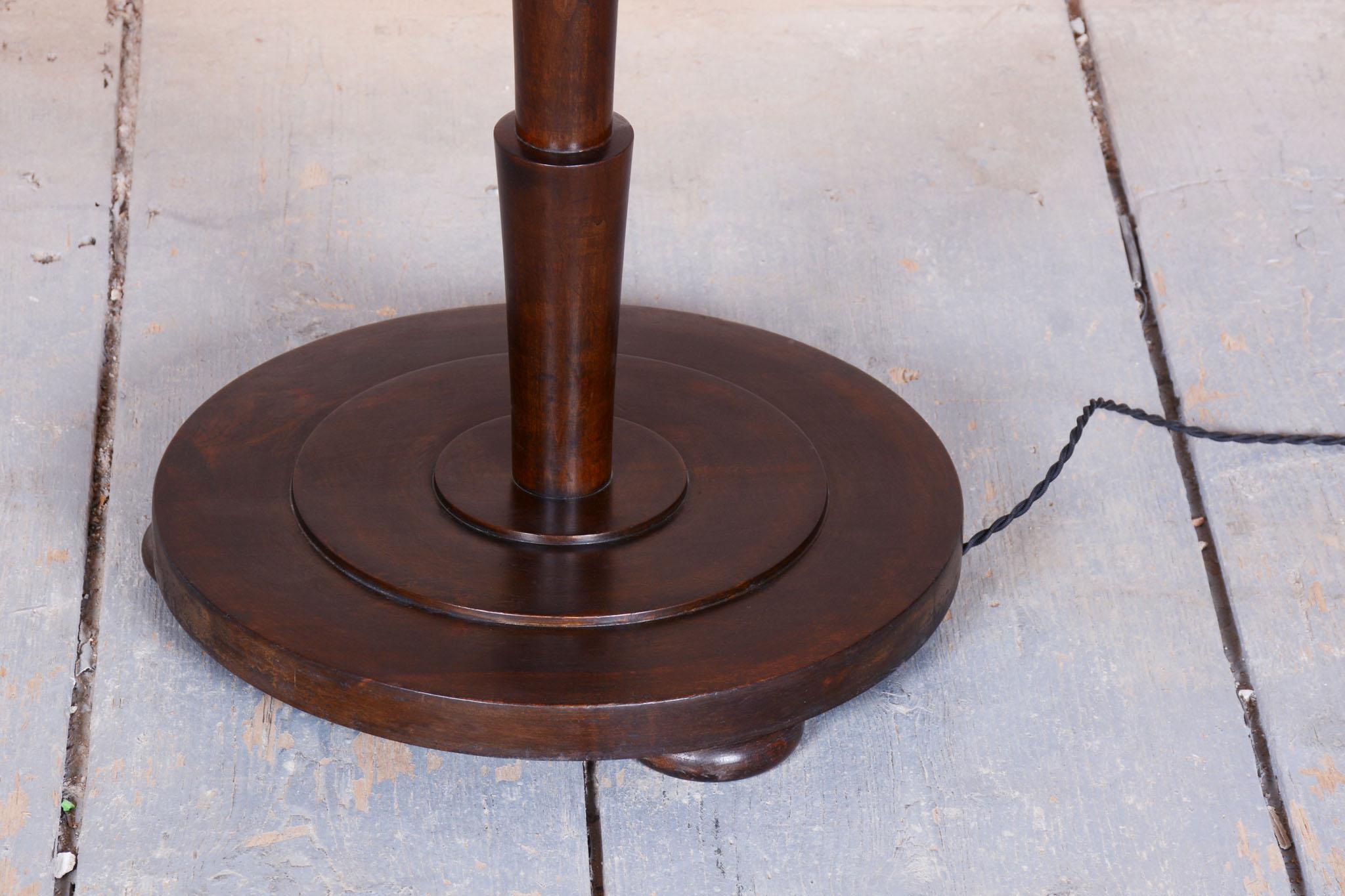 Restored Cubism Floor Lamp, Beech, Chrome-Plated Steel, Glass, Czech, 1920s For Sale 5
