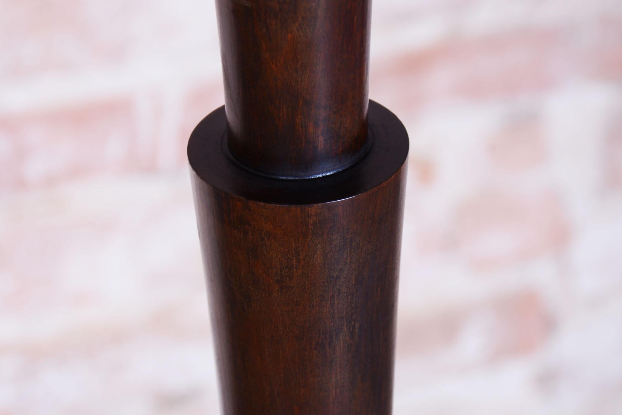Restored Cubism Floor Lamp, Beech, Chrome-Plated Steel, Glass, Czech, 1920s For Sale 3
