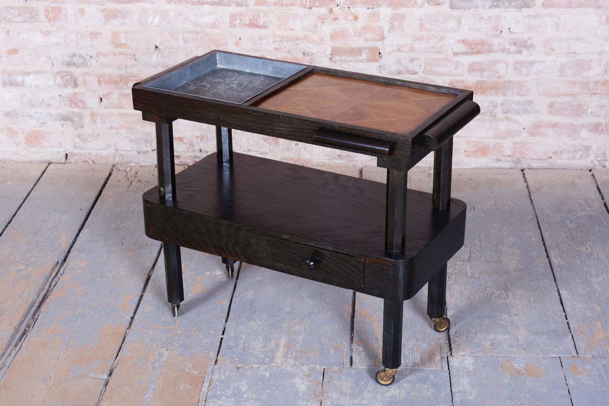 Carrello cubista restaurato, Oak, mogano, polacco, ceco, anni 1910 in vendita 5