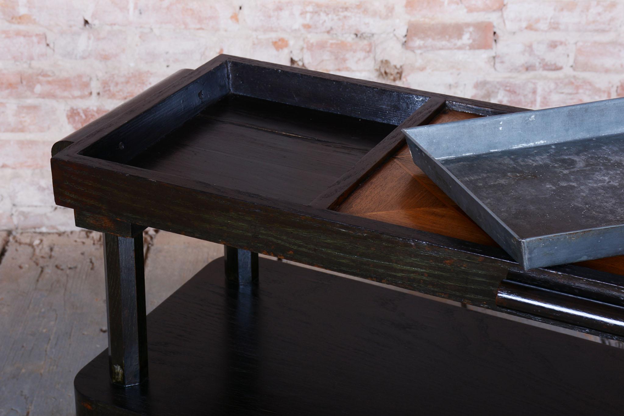 Carrello cubista restaurato, Oak, mogano, polacco, ceco, anni 1910 in vendita 6