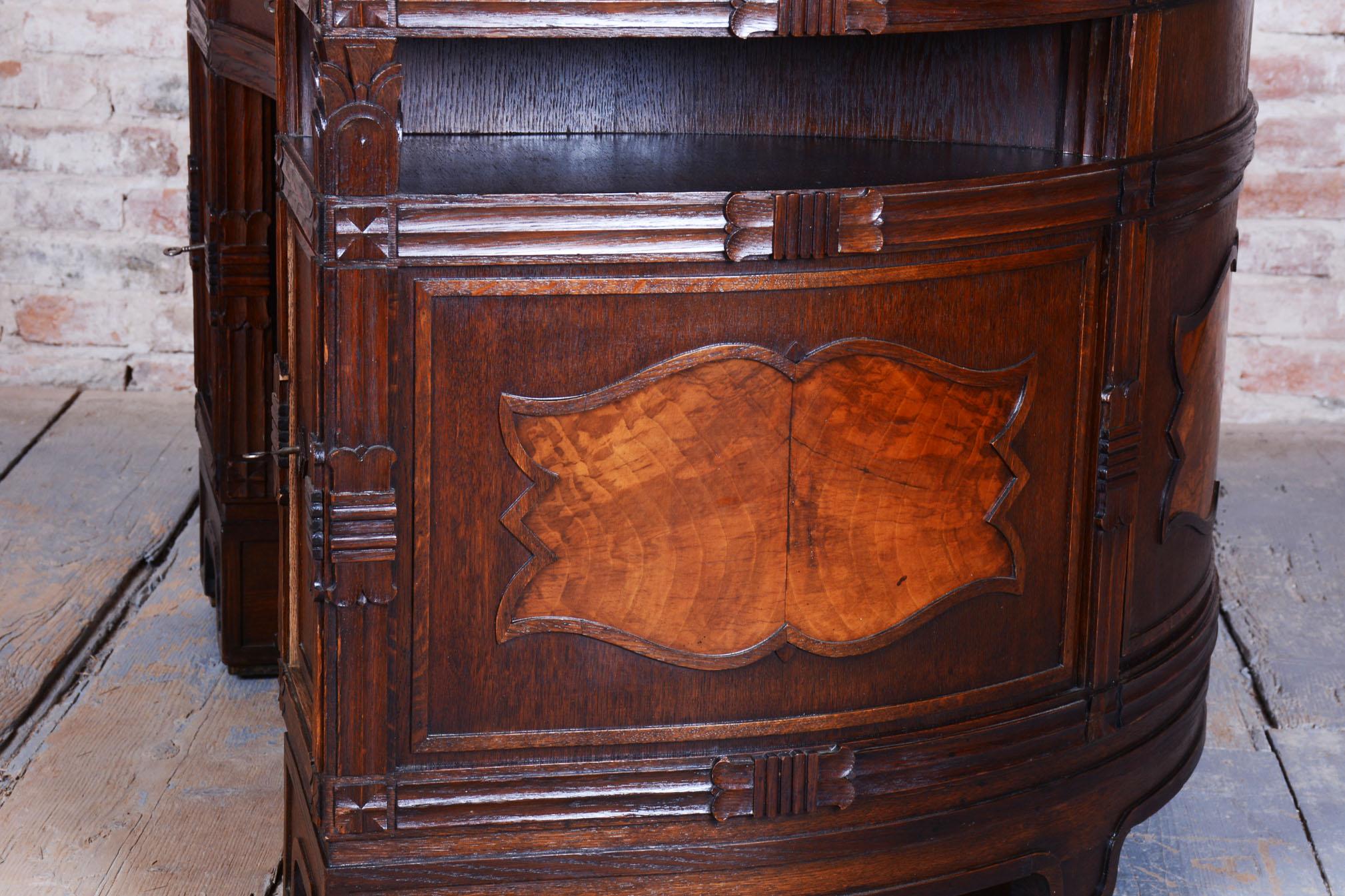 Restored Cubistic Writing Desk, Oak, Walnut, Revived Polish, Czech, 1910s For Sale 7
