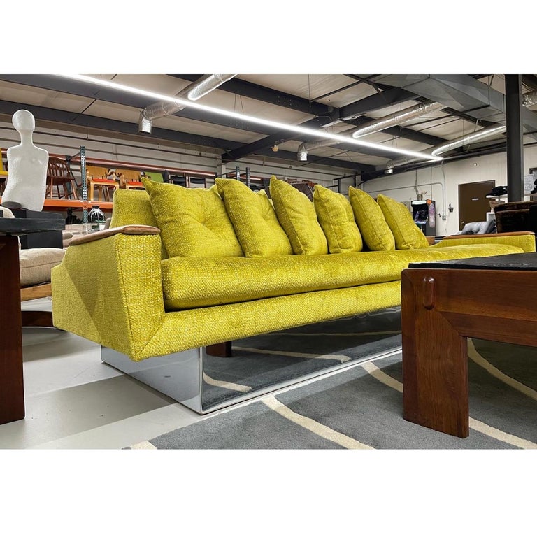 Restored CustomMade Pearsall Style Gondola Sofa Couch on Mirrored Base