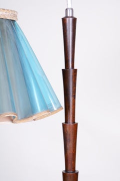 Restored Czech Cubism Beech Chrome Floor Lamp, 1920s