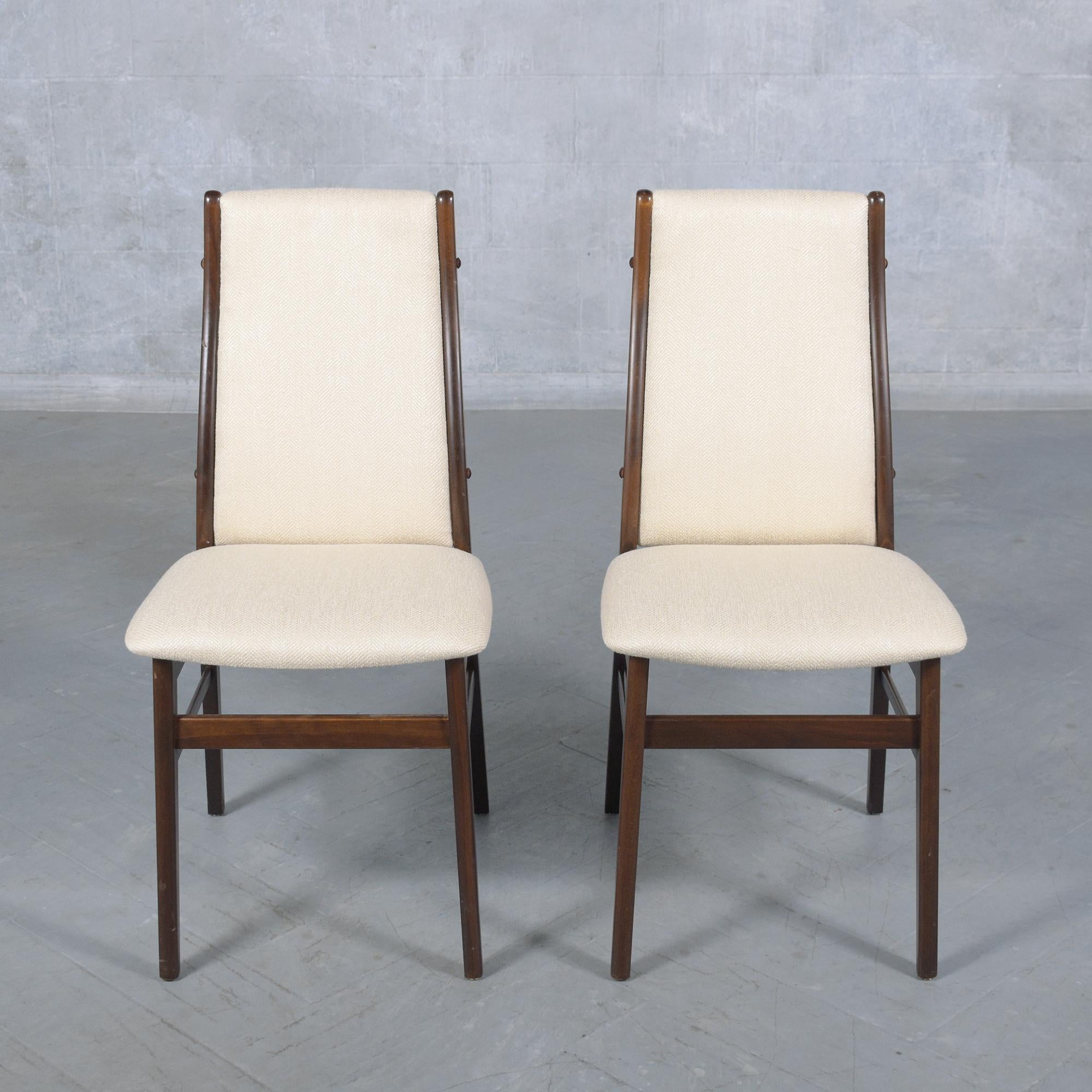 Carved Exquisite Danish Teak Dining Chairs, Restored and Refined For Sale