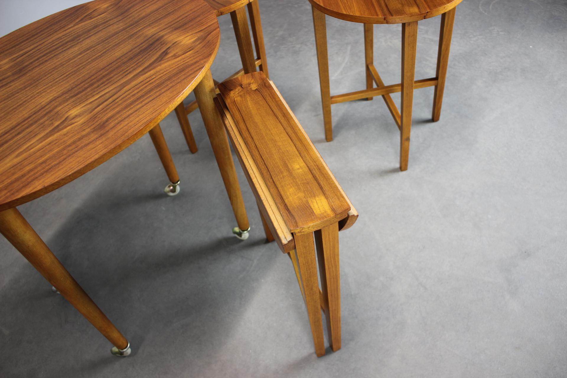 Restored Danish Teak Folding Table with Three Nesting Chairs by Poul Hundevad, 1 For Sale 2