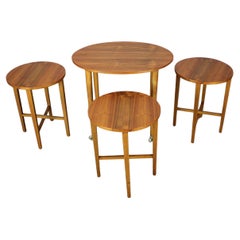 Restored Danish Teak Folding Table with Three Nesting Chairs by Poul Hundevad, 1