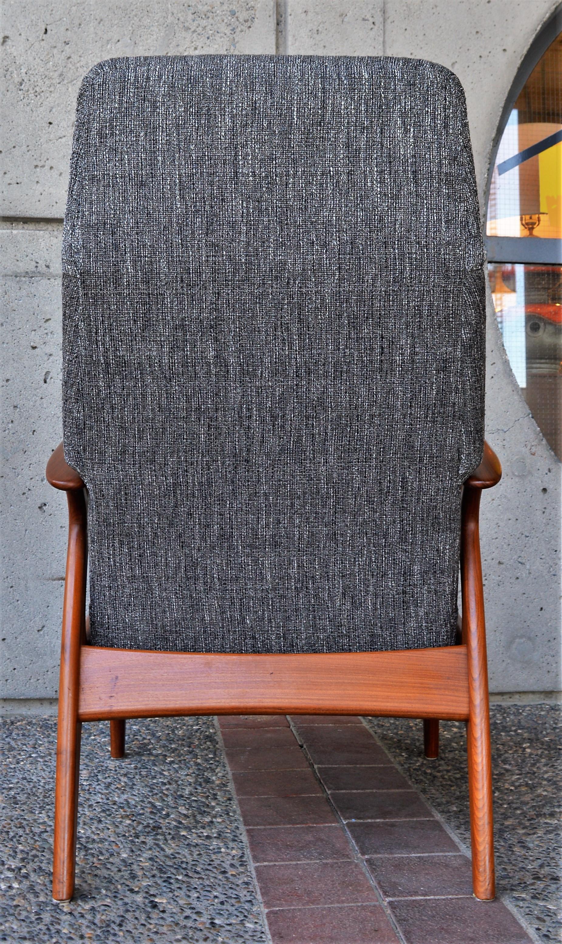 Restored Danish Teak Lazy Boy Lounge Chair by Christian Sorensen Charcoal Tweed 5