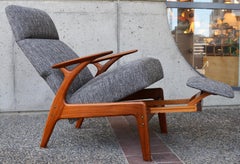 Restored Danish Teak Lazy Boy Lounge Chair by Christian Sorensen Charcoal Tweed