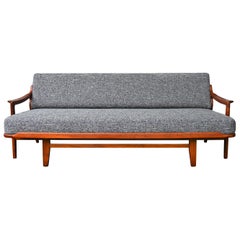 Restored Danish Teak Pull-Out Sofa Bed / Daybed by Arne Wahl Iversen Gray Tweed