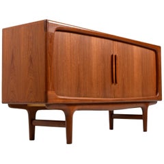Restored Danish Teak Tambour Door Credenza Sideboard by Dyrlund, circa 1970s