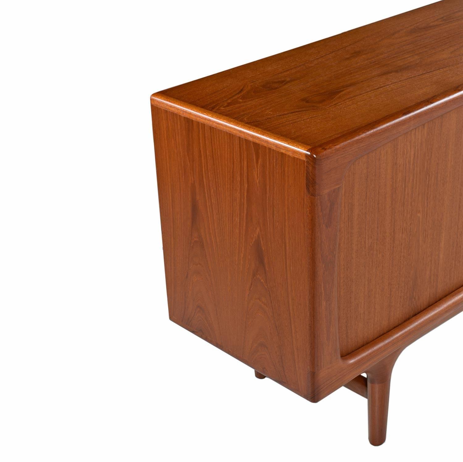 Restored Danish Teak Tambour Door Credenza Sideboard by Dyrlund, circa 1970s In Excellent Condition In Chattanooga, TN