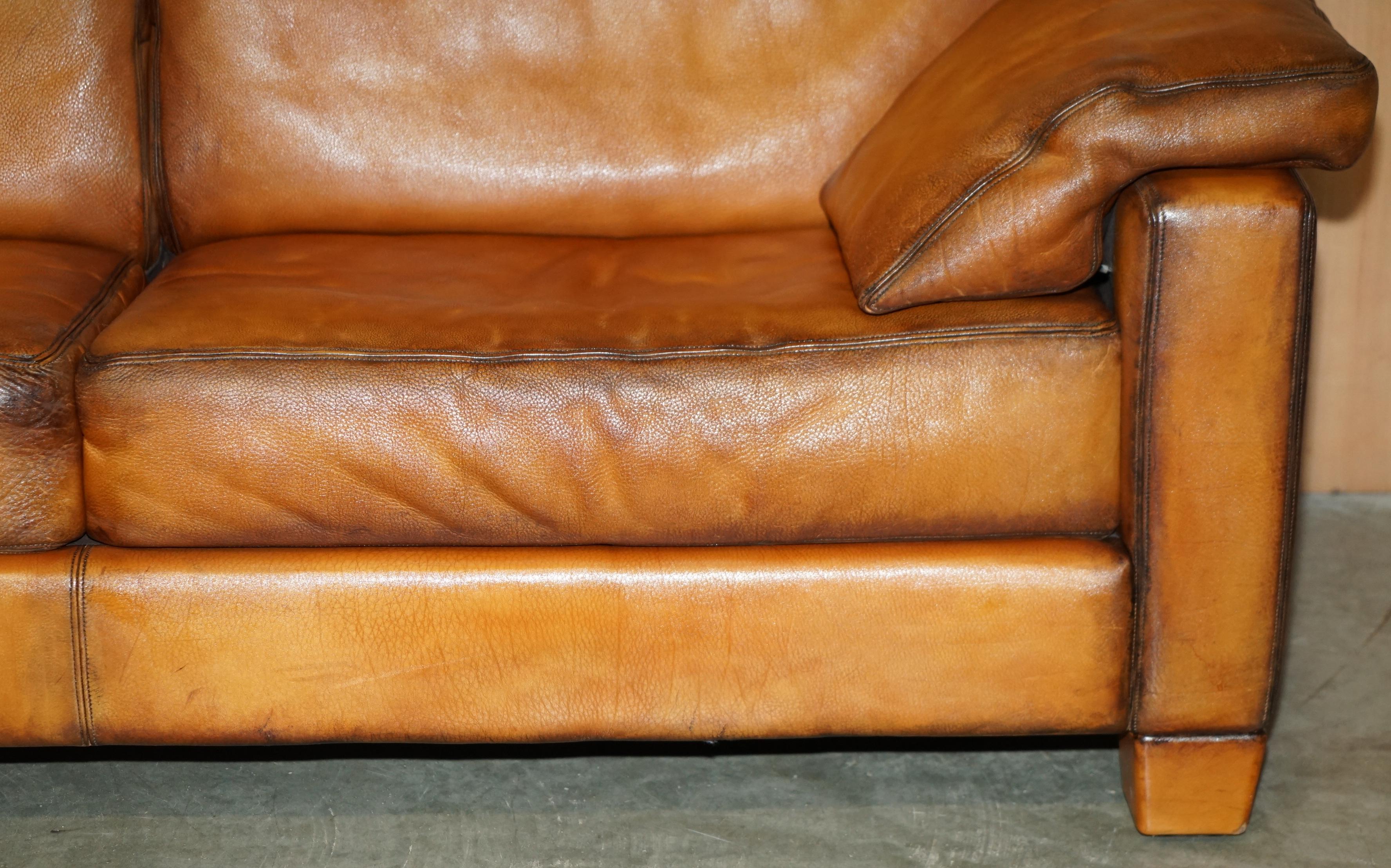 RESTORED DE SEDE DS17 BROWN BUFFALO NECK LEATHER THREE SEAT SOFA PART OF SUiTE en vente 4