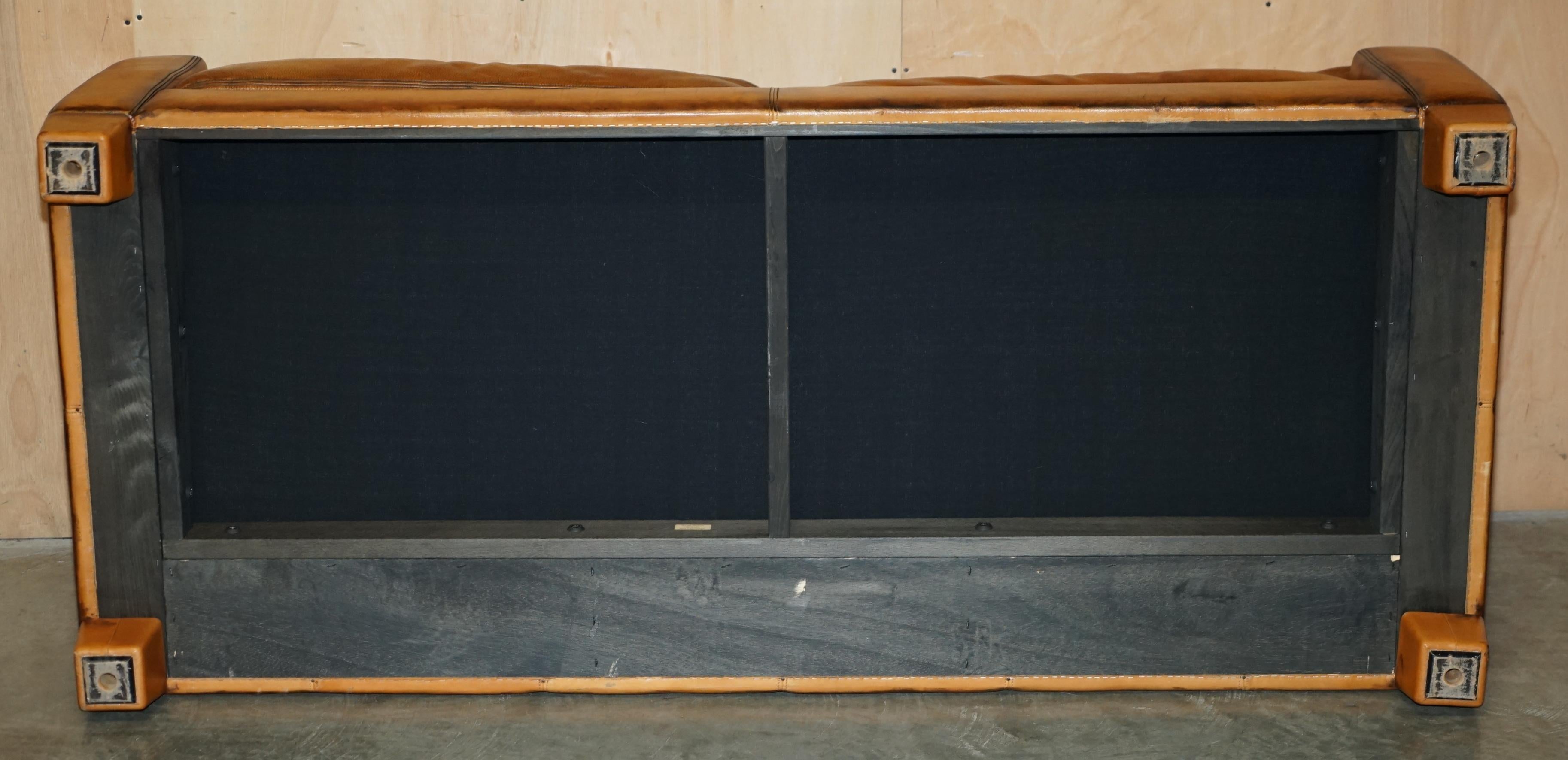 RESTORED DE SEDE DS17 BROWN BUFFALO NECK LEATHER THREE SEAT SOFA PART OF SUiTE en vente 11