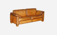 RESTORED DE SEDE DS17 BROWN BUFFALO NECK LEATHER THREE SEAT SOFA PART OF SUiTE