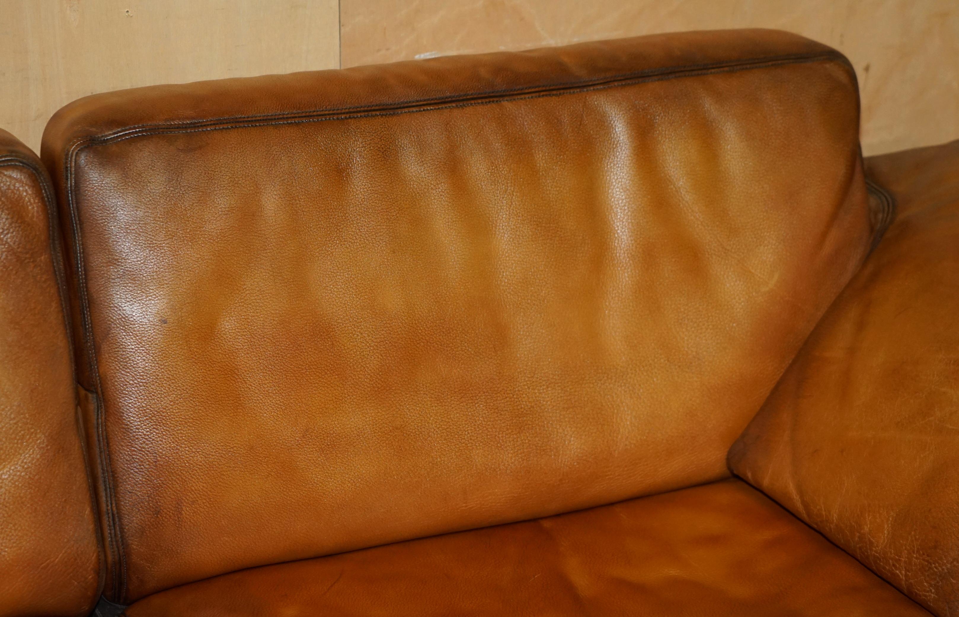 RESTORED DE SEDE DS17 BROWN BUFFALO NECK LEATHER THREE SEAT SOFA PART OF SUiTE Bon état - En vente à West Sussex, Pulborough