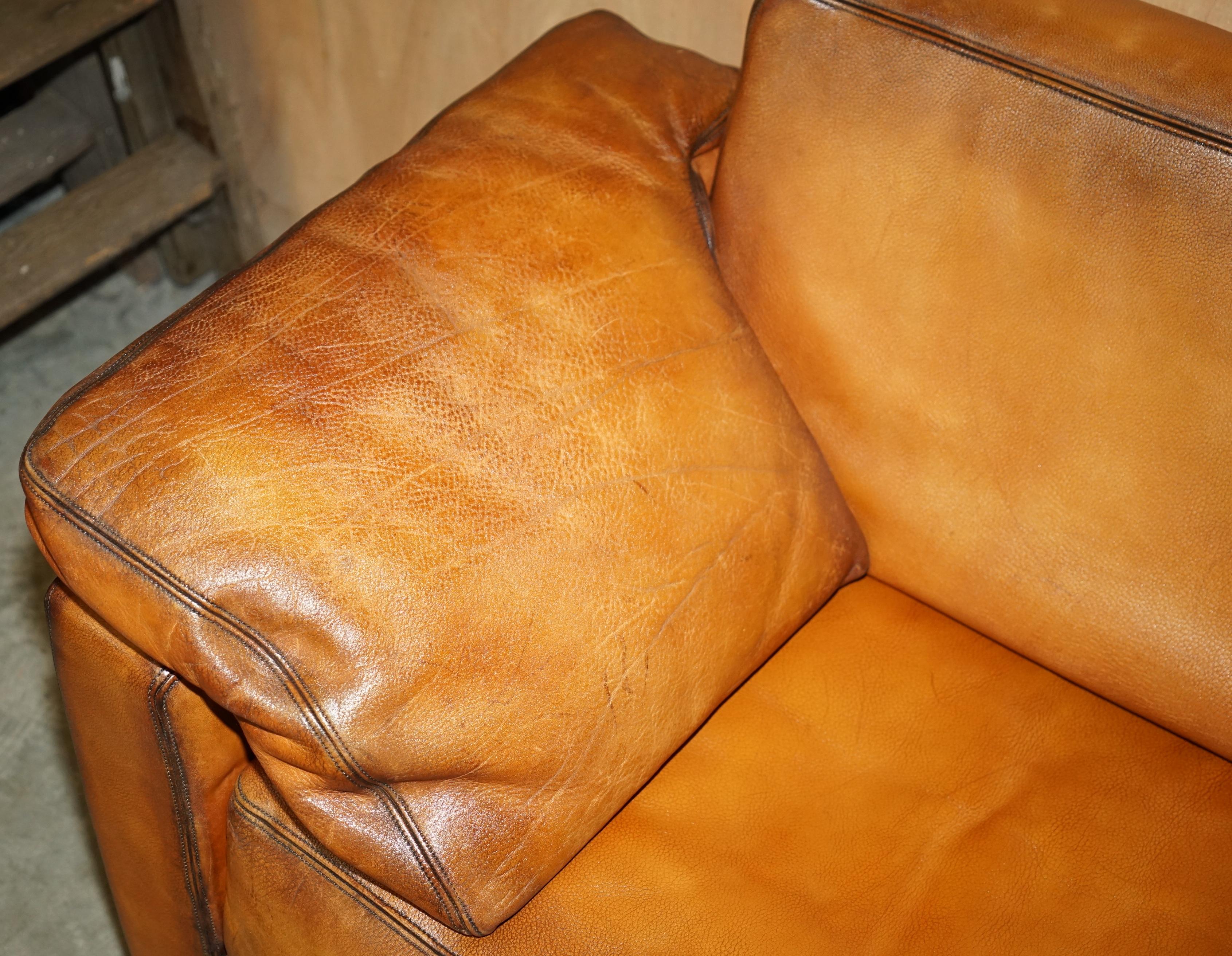 RESTORED DE SEDE DS17 BROWN BUFFALO NECK LEATHER THREE SEAT SOFA PART OF SUiTE en vente 2
