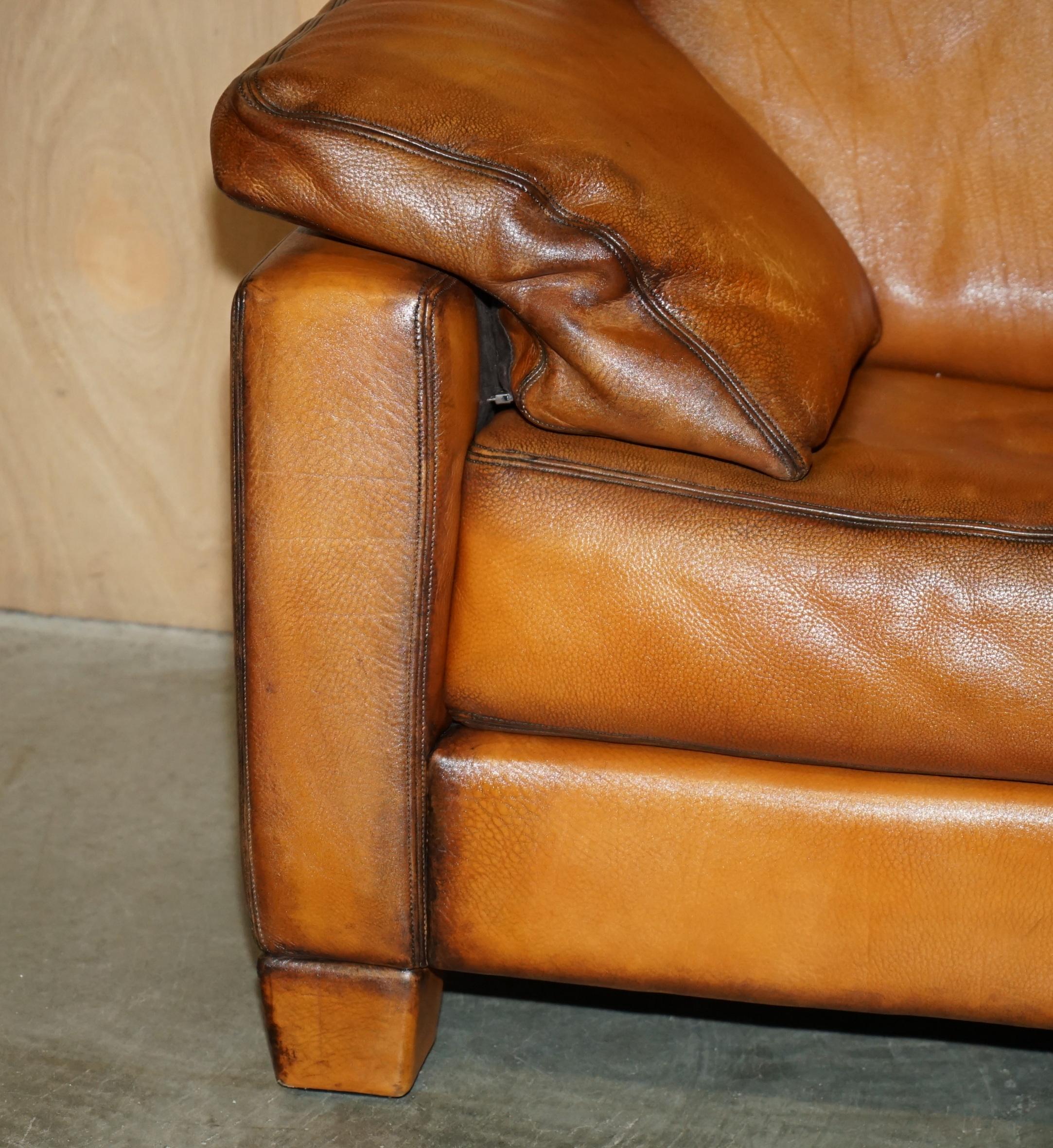 RESTORED DE SEDE DS17 BROWN BUFFALO NECK LEATHER TWO SEAT SOFA PART OF SUiTE en vente 3
