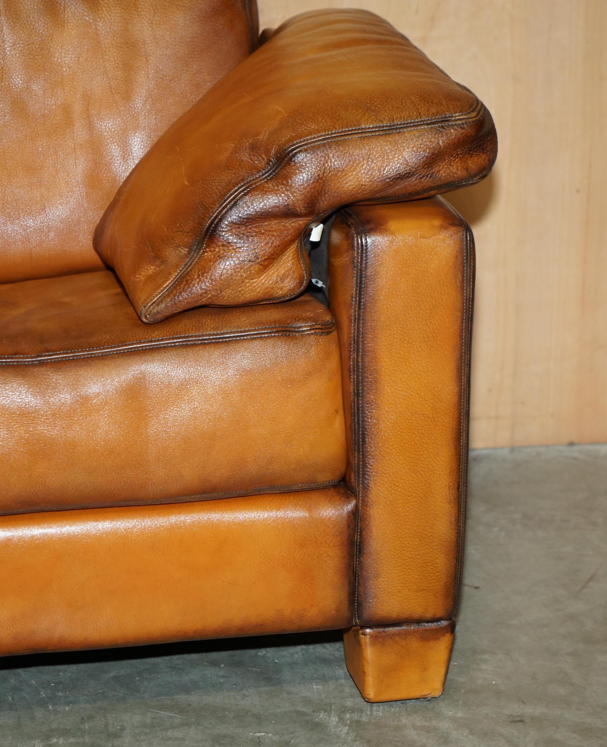 RESTORED DE SEDE DS17 BROWN BUFFALO NECK LEATHER TWO SEAT SOFA PART OF SUiTE en vente 4