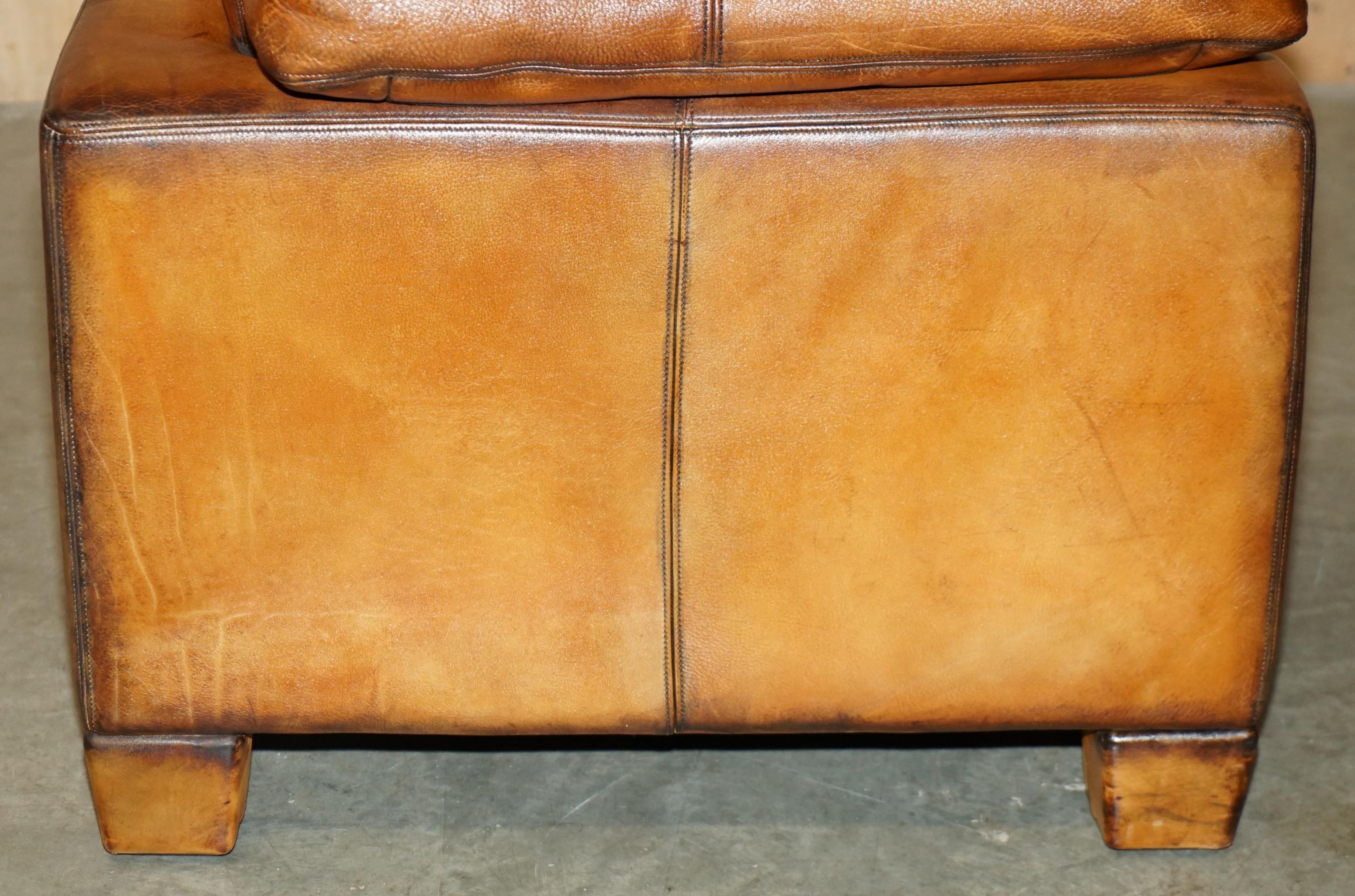 RESTORED DE SEDE DS17 BROWN BUFFALO NECK LEATHER TWO SEAT SOFA PART OF SUiTE en vente 6