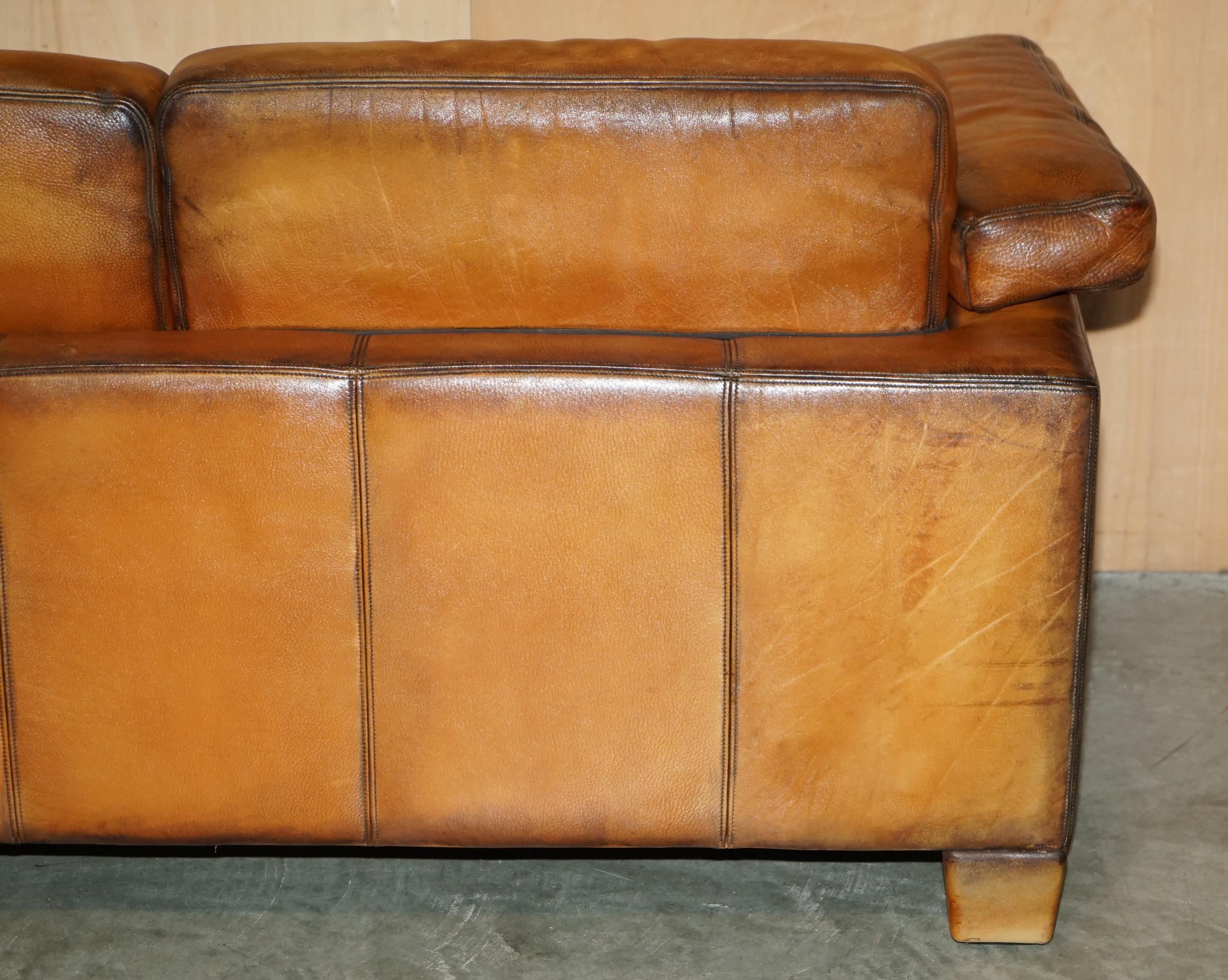RESTORED DE SEDE DS17 BROWN BUFFALO NECK LEATHER TWO SEAT SOFA PART OF SUiTE en vente 8