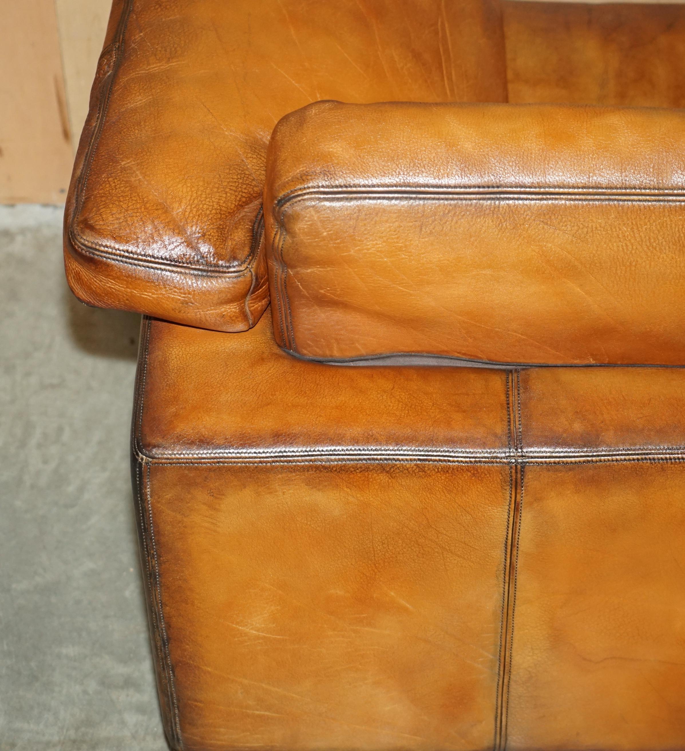 RESTORED DE SEDE DS17 BROWN BUFFALO NECK LEATHER TWO SEAT SOFA PART OF SUiTE en vente 9