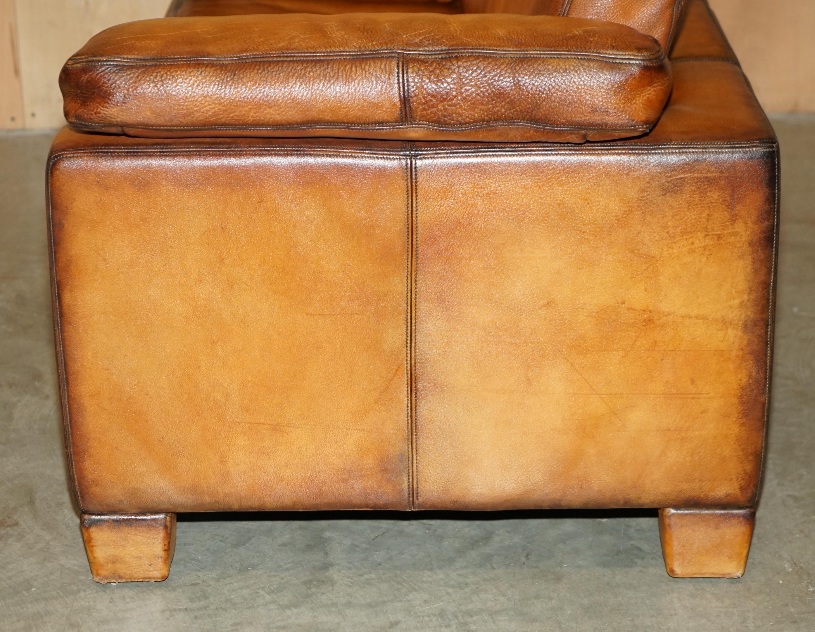 RESTORED DE SEDE DS17 BROWN BUFFALO NECK LEATHER TWO SEAT SOFA PART OF SUiTE en vente 11