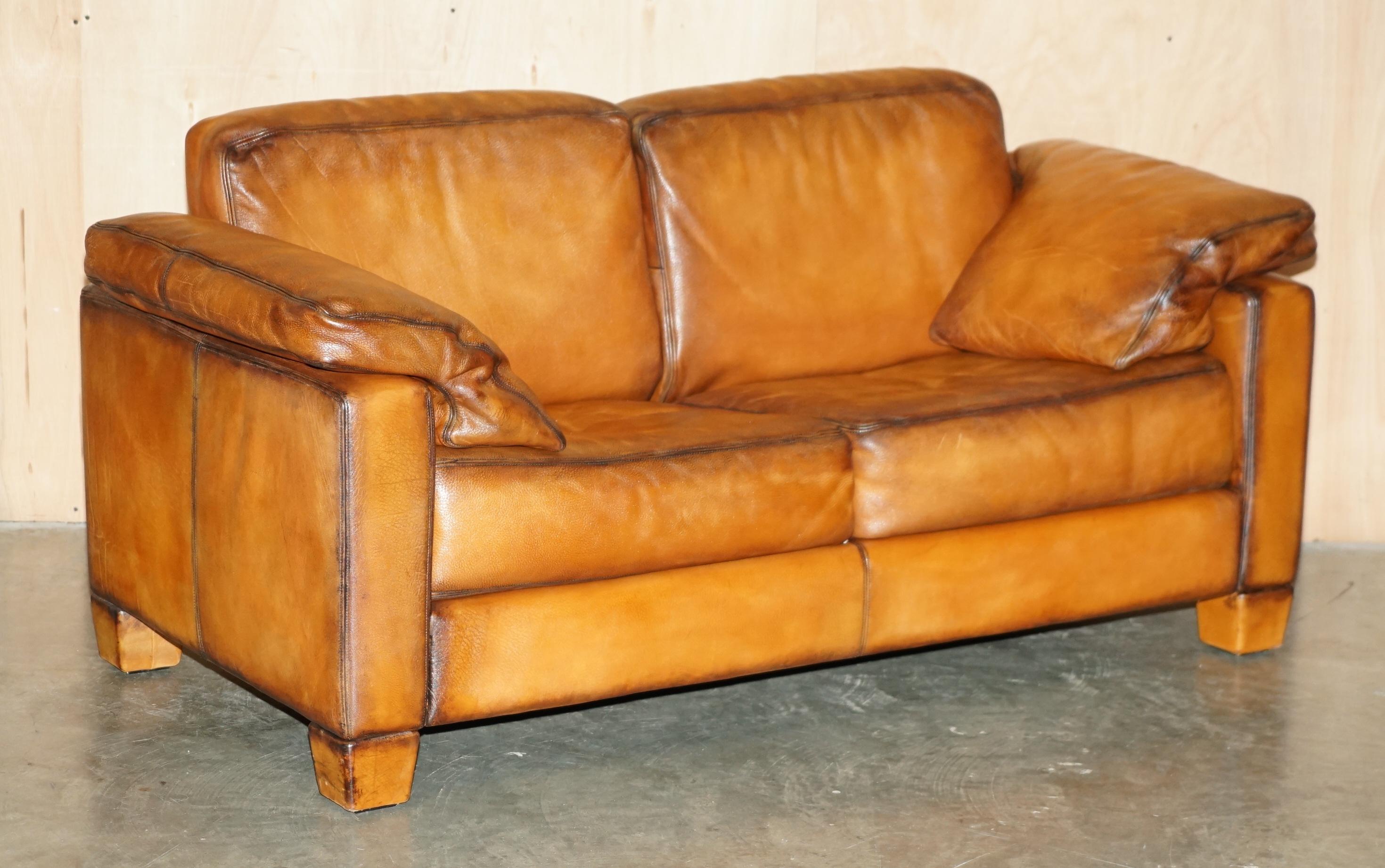 Mid-Century Modern RESTORED DE SEDE DS17 BROWN BUFFALO NECK LEATHER TWO SEAT SOFA PART OF SUiTE en vente